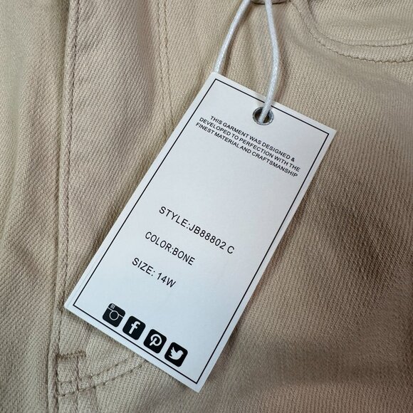 Judy Blue NWT White Cream Straight Leg Women's Garment Dyed Denim Jeans Size 14W - Picture 5 of 7